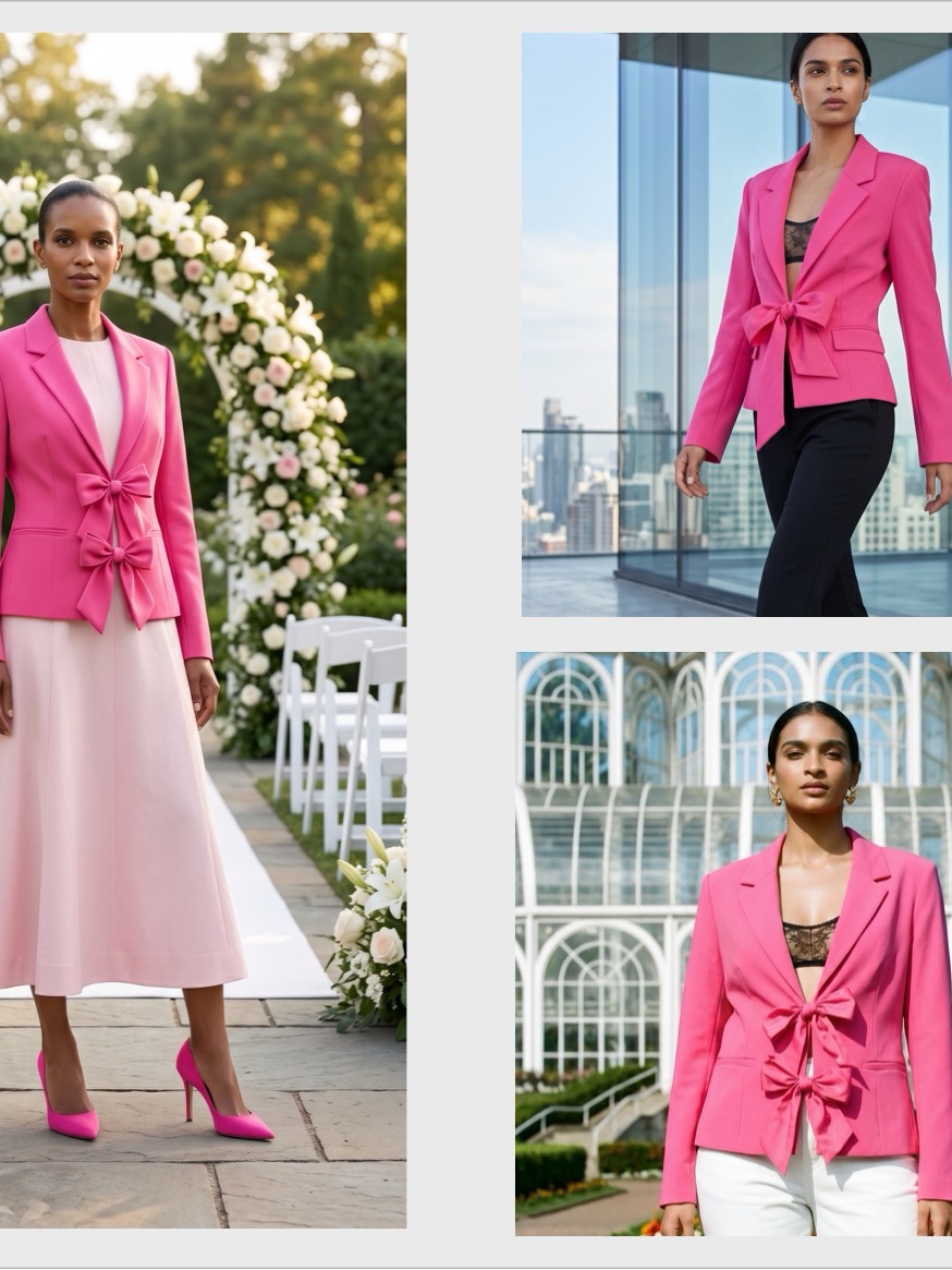 Nwt Anthropologie Bright Pink Tie-Front Women's Blazer